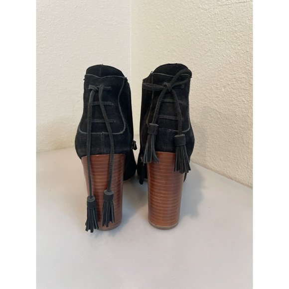 Halogen Warin Black Suede Open Toe Bootie - Picture 3 of 9